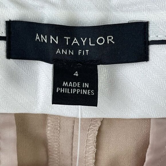 Ann Taylor Pants Womens 4 Ann Fit Straight Leg Trouser beige Mid Rise NEW… - Picture 7 of 12